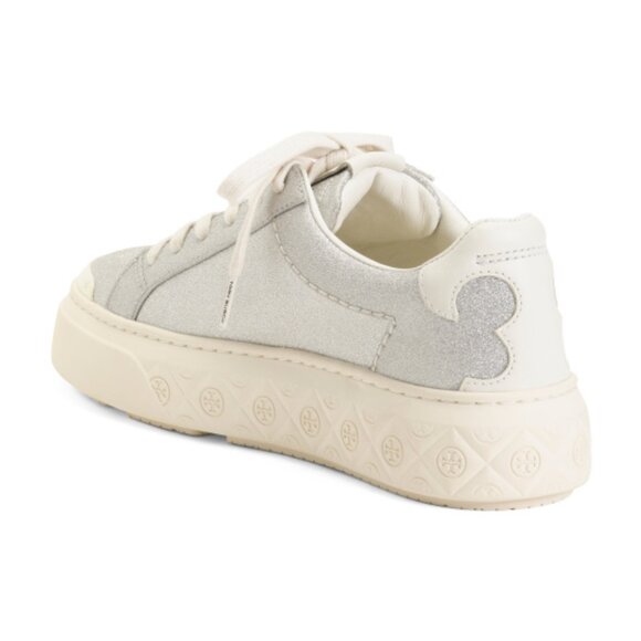 NEW TORY BURCH Leather Ladybug Sneakers For women  silver glitter multi 72529j4 - Picture 8 of 9
